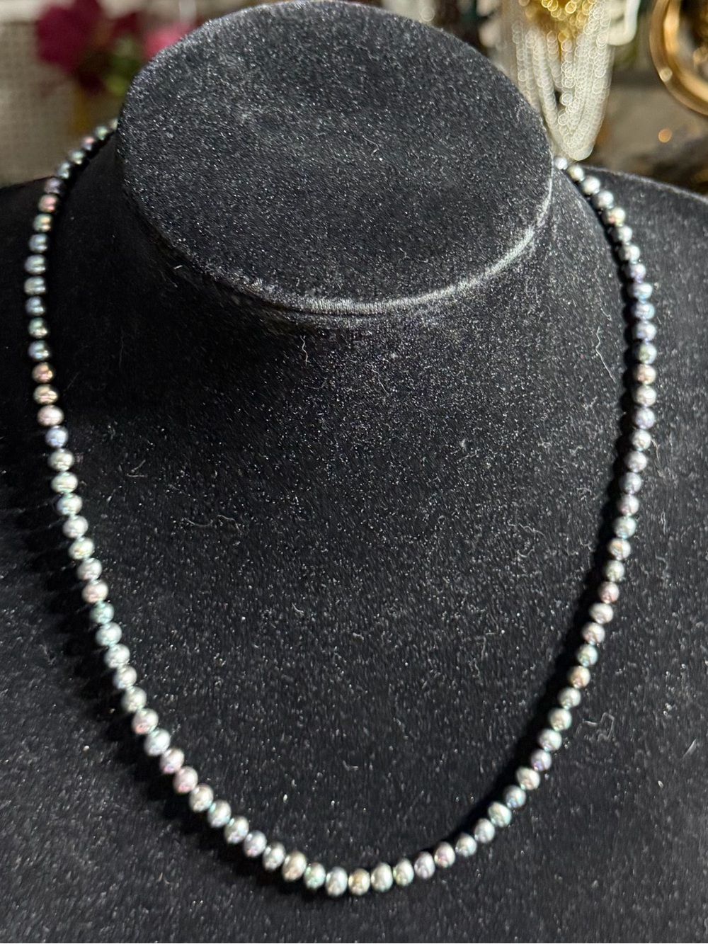 Vintage JCM 925 Clasp Gray Pearl Beaded Necklace